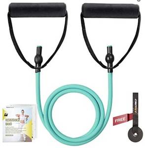 lot 50187 image: RitFit Single Resistance Exercise Band with Comfortable Handles - Ideal for Physical Therapy, Strength Training, Muscle Toning - Door Anchor and Starter Guide Included