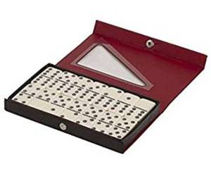 lot 50234 image: double six professional dominoes - white with black dots, case color may very