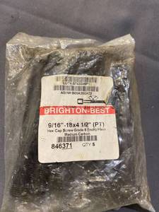lot 50253 image: 916-18 4 12 (PT) Hex Cap Screw Grade 5 (Inch) Plain Medium Carbon