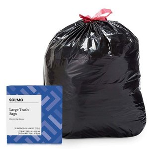 lot 50281 image: Amazon Brand - Solimo Multipurpose Drawstring Trash Bags, 30 Gallon, 50 Count Single