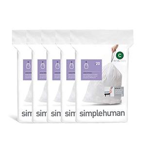 lot 50308 image: simplehuman Code C Custom Fit Drawstring Trash Bags in Dispenser Packs, 10-12 Liter  2.6-3.2 Gallon, White �� 100 Liners
