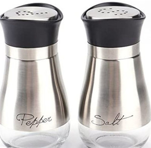 lot 50316 image: Tebery 6 Pack Premium Stainless Steel Salt Dispenser Shakers with Adjustable Pour Holes