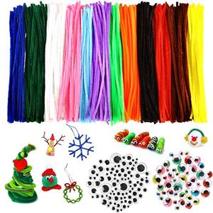 lot 50443 image: Wocuz 1300pcs Craft Art Supply Kit for Kids Toddler Crafts Set for DIY Activities School Projects Pipe Cleaners Googly Eyes Mascara Colored Eyes for Christmas Decoration Ages 4 5 6 7 8 9 10 12