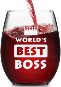 lot 50450 image: Modwnfy World��s Best Boss Stemless Wine Glass 15 Oz, Bosses Day Gift for Men Women Manger Boss Coworker Friend, Funny Boss Wine Glass for Bosses Day Christmas Retirement Leaving Birthday
