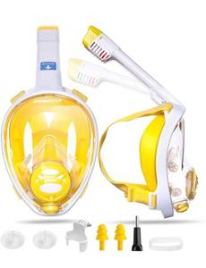 lot 50460 image: Full Face Snorkel Mask for Women and Men, Foldable No Fog Anti-Leak Adult Snorkeing Set, 180° Panoramic View Diving Mask with Camera Mount and Comfortable Snorkeling Gear Safety Breathing System