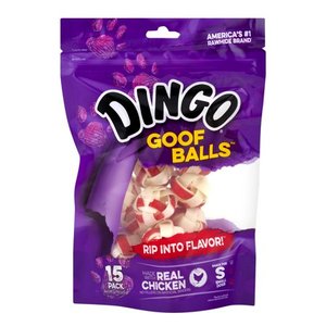 lot 50478 image: Dingo Goof Balls with Real Chicken Dog Chews, Small (15 Count)
