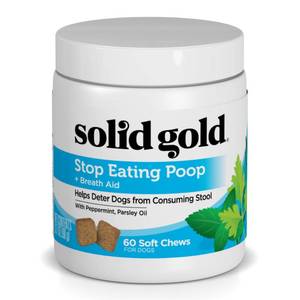lot 50484 image: Solid Gold Stop Eating Poop Chews for Dogs with Coprophagia Natural Supplement with Peppermint and Parsley Oil, 3.17 oz.