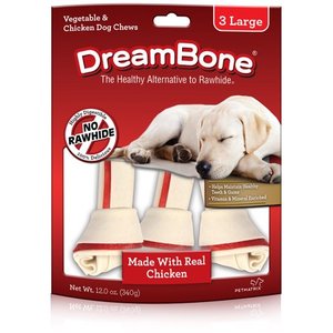 lot 50507 image: DreamBone Vegetable and Chicken Large Dog Chews, 3-Count, 12 oz