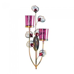 lot 50152 image: PINK PEACOCK WALL SCONCE