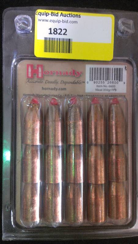 lot 1822 image: Hornady FPS 50 Caliber Black Powder Projectiles Qty 15