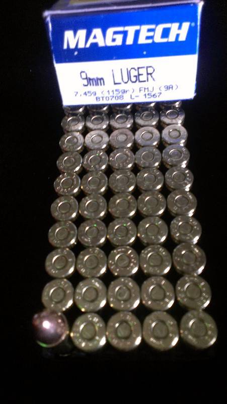 lot 1823 image: 50 Rounds of Magtech 9mm 115gr FMJ