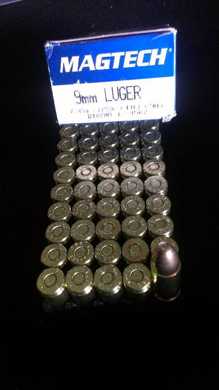 lot 1824 image: 50 Rounds of Magtech 9mm 115gr FMJ