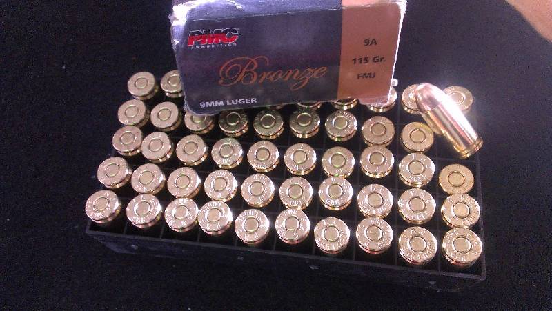 lot 1825 image: 50 Rounds of PMC Bronze 9mm 115gr FMJ