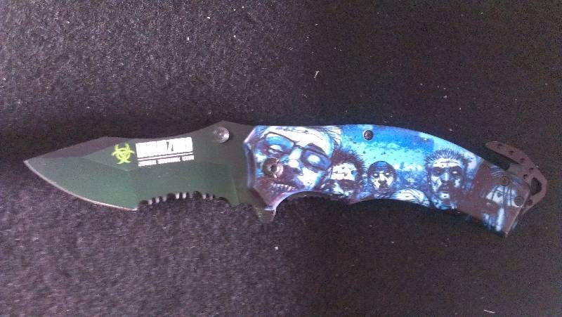 lot 1847 image: Biohazard new zombie spring assist knife with side clip