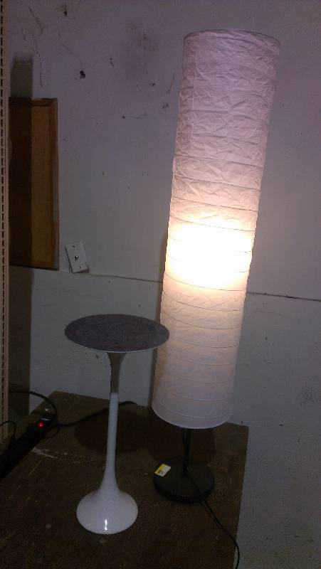 lot 1899 image: Metal Table Base & Floor Lamp with Paper Shade