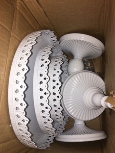 lot 1758 image: 3 piece Metal Plant Stands - White - Outdoor