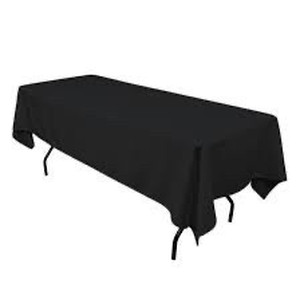 lot 1769 image: set of 5 - WEALUXE Black Tablecloth 60x102 - Black Table Clothes for 6 foot Rectangle Tables, Stain and Wrinkle Resistant Washable Fabric