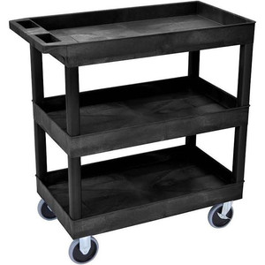 lot 1770 image: Luxor HD High Capacity 3 Tub Shelves Cart in Black, 18D x 32W