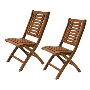 lot 1771 image: Eucalyptus Folding Side Chair Pair