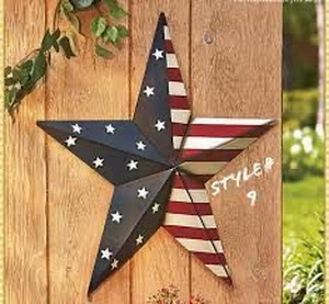 lot 1795 image: 24 USA AMERICANA FLAG STAR RED WHITE & BLUE METAL BARN STAR METAL WALL ART HANDMADE