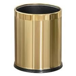 lot 1860 image: 2.6g gold colored stainless steel trash can