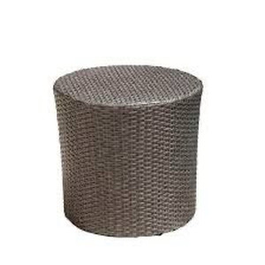 lot 1869 image: Jalen Grey Round Barrel Wicker Outdoor Side Table
