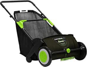 lot 1818 image: Earthwise LSW70021 21-Inch Leaf & Grass Push Lawn Sweeper, Width, Black