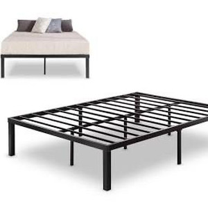 lot 1833 image: Zinus Yelena 14 Inch Classic Metal Platform Bed Frame With Steel Slat Support...