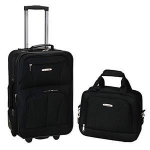 lot 1847 image: Rockland Fashion Softside Upright Luggage Set, Black, 2-Piece (1419)