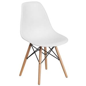 lot 36220 image: Flash Furniture White Plastic Chair with Wooden Legs 1only