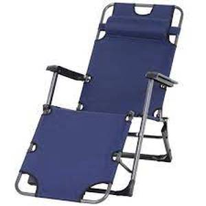 lot 36188 image: outsunny metal frame outdoor pool sun lounger Reclining chair with comfy head pillow navy 1only