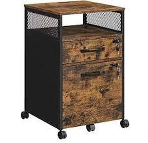 lot 36207 image: vasagle home rolling file cabinet walnut brown