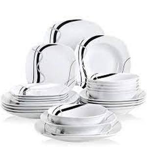 lot 36211 image: veweet set white and black square dinnerware 24pcs