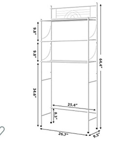 lot 32146 image: MallBoo Toilet Storage Rack, 3 -Tier Over-The-Toilet Bathroom Spacesaver