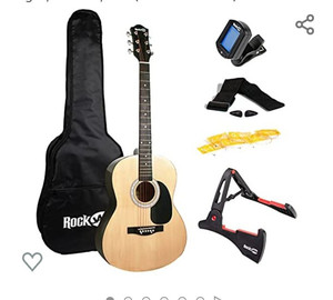 lot 32161 image: RockJam Acoustic Guitar Superkit Includes Stand