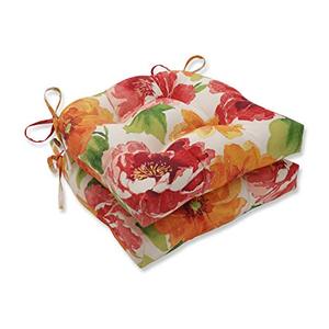 lot 32171 image: Pillow Perfect OutdoorIndoor Muree Primrose Large Chair Pads, 17 x 17.5, Green, 2 Count