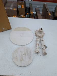 lot 32177 image: Mud Pie Cottage Collection Beaded Wood Tiered Server Serving Plate 23 X 13
