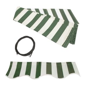 lot 32221 image: ALEKO 16x10 Retractable Awning Fabric Replacement, Green and White Striped Color