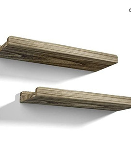 lot 32231 image: Love-KANKEI Floating Shelves Wall Mounted Set of 2 ,17 Inch Rustic Wood Wall Shelves