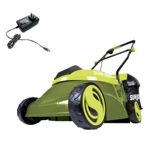 lot 32269 image: Sun Joe MJ401C 28-Volt 14-Inch Cordless Lawn Mower, Green