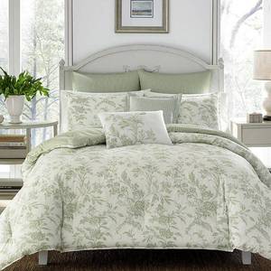lot 32313 image: Laura Ashley Natalie Jade Green Comforter Set, FullQueen Bedding