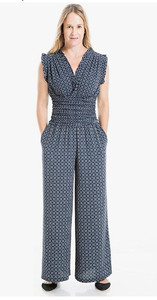 lot 32390 image: Max Studio Womens V-Neck Smocked Waist Jumpsuit