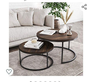 lot 32402 image: 2 piece round coffee table, 35.5