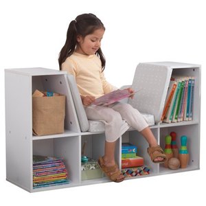lot 32422 image: KidKraft Bookcase with Reading Nook - White
