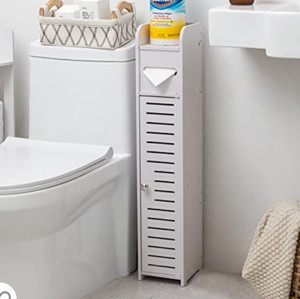 lot 32437 image: AOJEZOR Small Bathroom Storage Corner Floor Cabinet
