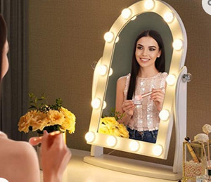 lot 32443 image: LUXFURNI Hollywood Lighted Vanity Makeup Mirror w 13 LED Lights