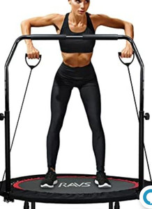 lot 32446 image: RAVS Mini Trampoline for Kids Adults, 40 Foldable Fitness Rebounder Kids Trampoline