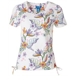 lot 71834 image: Caribbean Joe Womens Floral Rouched Tie Shirt Size Small