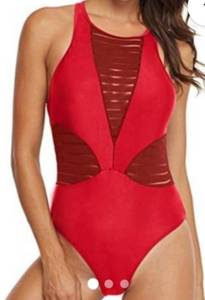 lot 71838 image: Amzbrly Deep Plunge Mesh One Piece Swimsuit Size Small