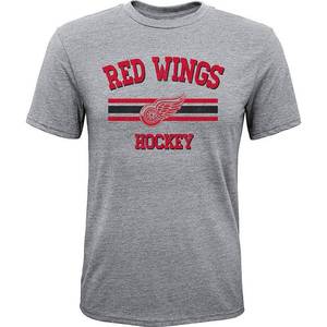lot 71866 image: Youth Heathered Gray Detroit Red Wings Tri-Blend T-Shirt, Boys, Size YTH Medium, Grey